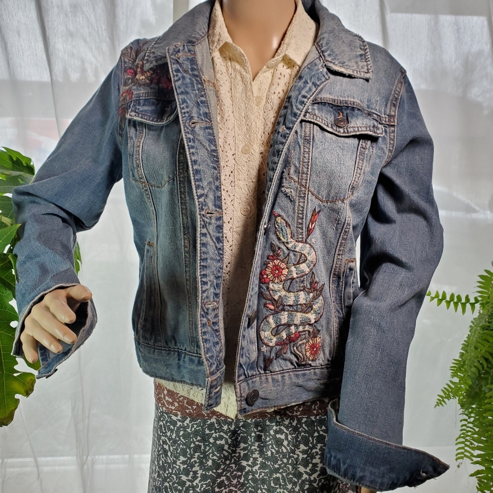 Mudd Embroidered Jean Jacket